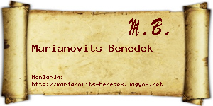Marianovits Benedek névjegykártya